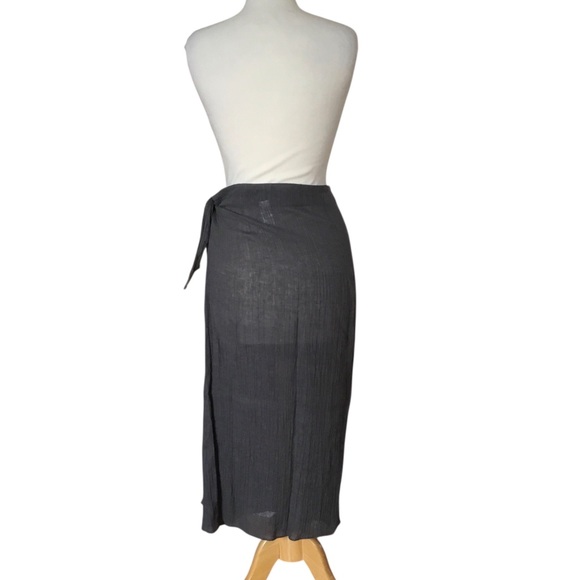 NEW Zara Gray Linen Wrap Midi Skirt XS - Picture 6 of 9